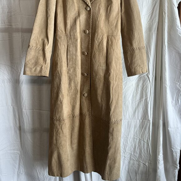 Women's Roper Leather Stitch Trench Coat Western Cowgirl - Picture 2 of 11